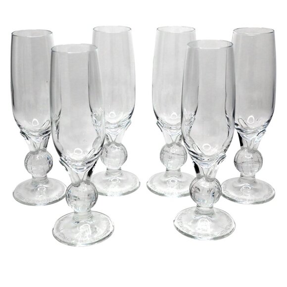 Vintage Nouvo Official Champagne Flute Glasses of The Third Millennium Y2k Globe - Picture 12 of 14